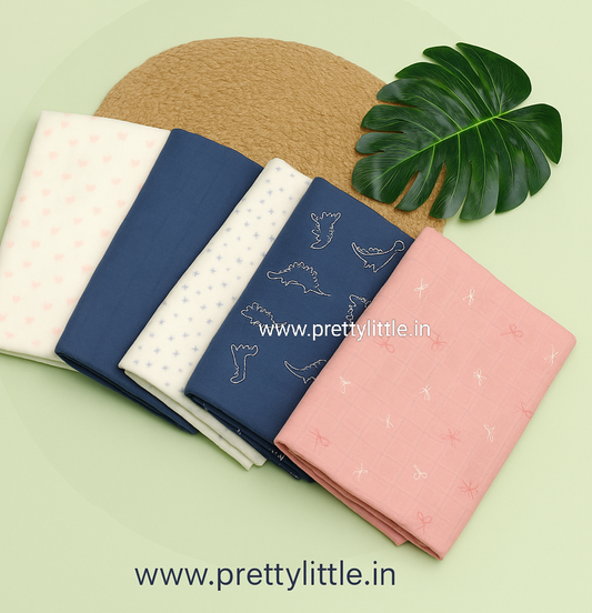 Pack of 3 Double Layer Muslin Swaddles - Soft & Breathable Cotton (Copy)