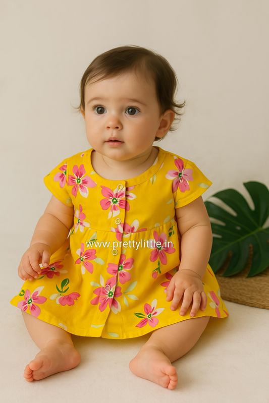 Pretty Little cutest Muslin Baby Frock | 0–2 Years | Soft & Breathable
