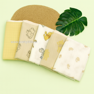 Pack of 3 Double Layer Muslin Swaddles - Soft & Breathable Cotton 70*100 cm