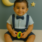 Stylish Dungri Baby Outfit with Suspenders, Bow Tie