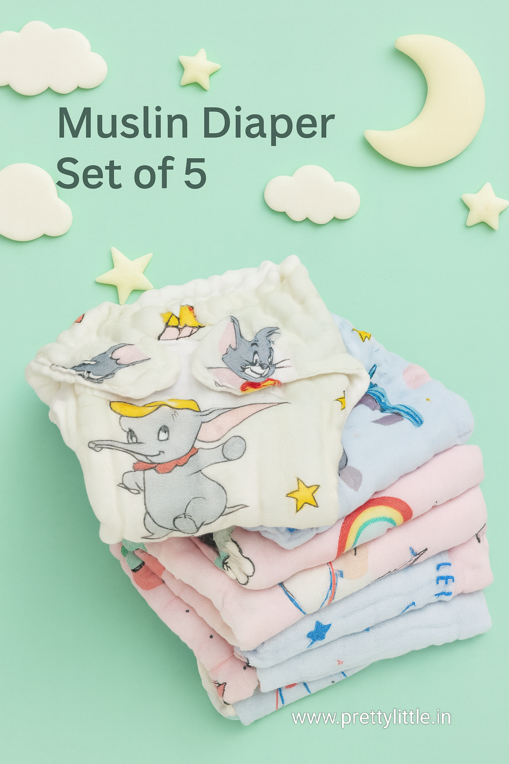 Muslin Diaper colour Nappy Combo Pack (Set of 5) (best 5 dispatched ...