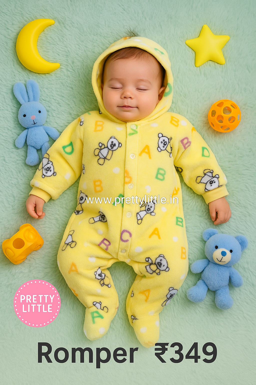 Cute Bear Hooded Winter Romper for Babies – Super Soft Fleece | Just ₹350 (Any 1 dispatched)