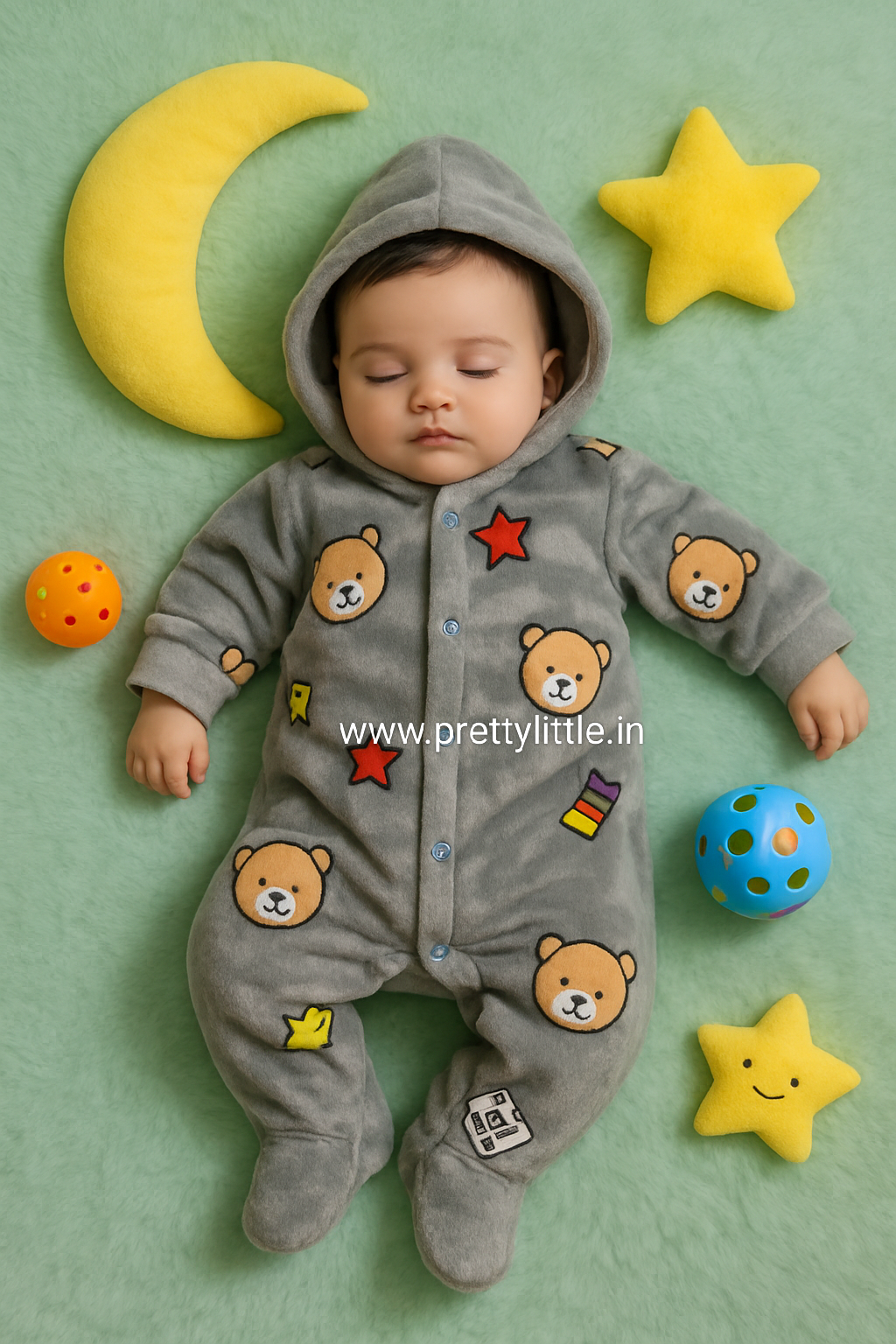 Cute Bear Hooded Winter Romper for Babies – Super Soft Fleece | Just ₹350 (Any 1 dispatched)