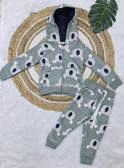 Baby Winter Hoodie Set – Warm Quilted Fabric | 9 Months to 3 Years |