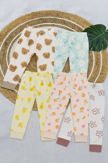 Cute and Comfy Baby cuff Pants - Pack of 5 for 0-3 Years