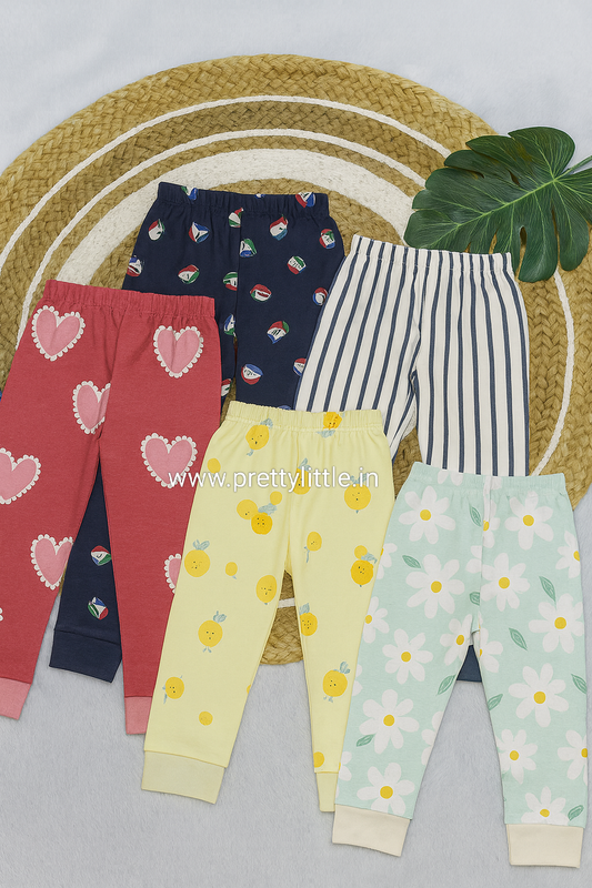 Cute and Comfy Baby cuff Pants - Pack of 5 for 0-3 Years