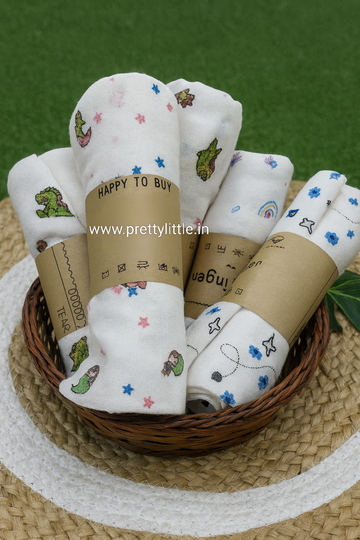 Premium Muslin Baby Towel Pack  - Soft & Absorbent (Assorted prints))