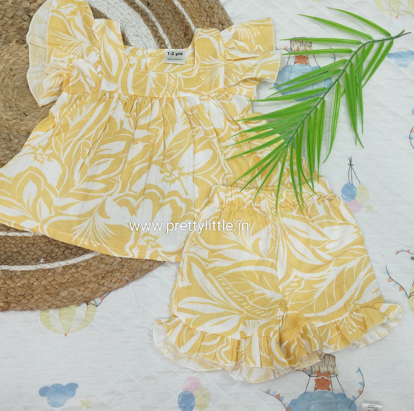 Little Sunshine Butterfly Sleeve Top & Shorts Set