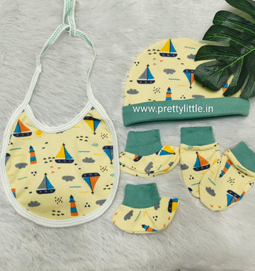 Cap mitten Bib 4Pc Set - Printed (Best one dispatch)
