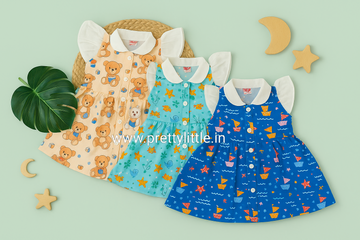 Adorable Printed Collar Dress – Combo Pack for Little Fashionistas (0-3 Years)