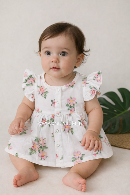 Pretty Little cloud  Muslin Baby Frock | 0–2 Years | Soft & Breathable