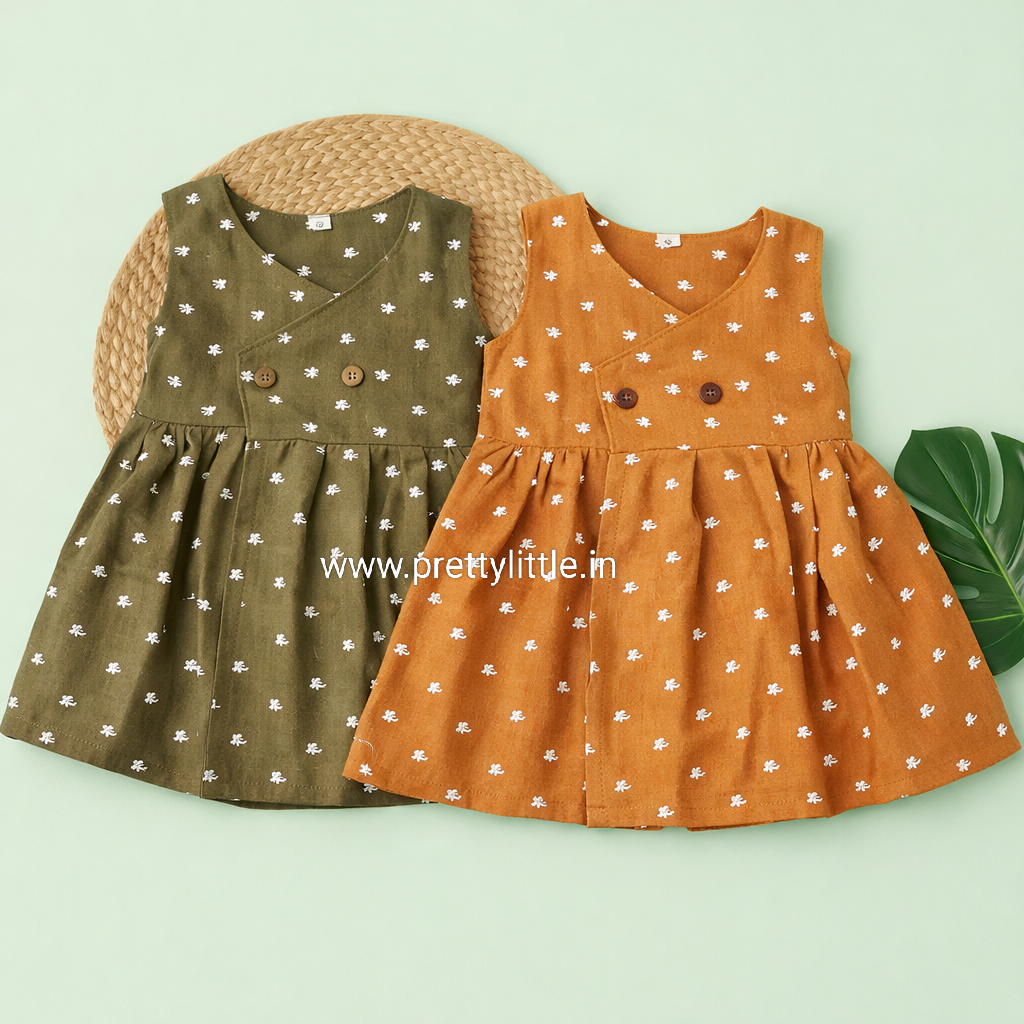 Combo Muslin Cotton Frocks – Pack of (any 2 )(0–9 Months)