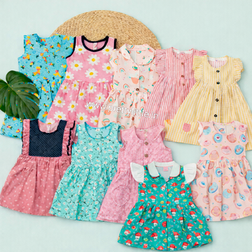 Budget-Friendly Assorted Cotton Frocks – Pack of 10