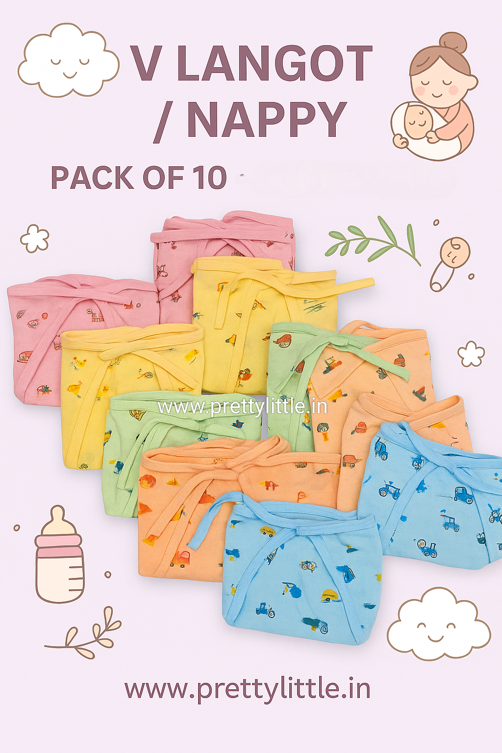 ₹999 Baby Combo Pack | Jabla, Langot & Trouser Set – Pretty Little (0-6m)