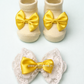 Baby Girl Bow Booties & Lace Hair Bow Set | Soft Cotton Baby Socks | Pretty Little