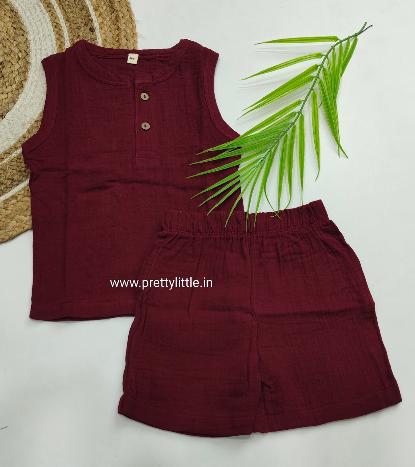 Crinkled Muslin Unisex Sleeveless Co-ord Set | 1-4 Years  (any 1)