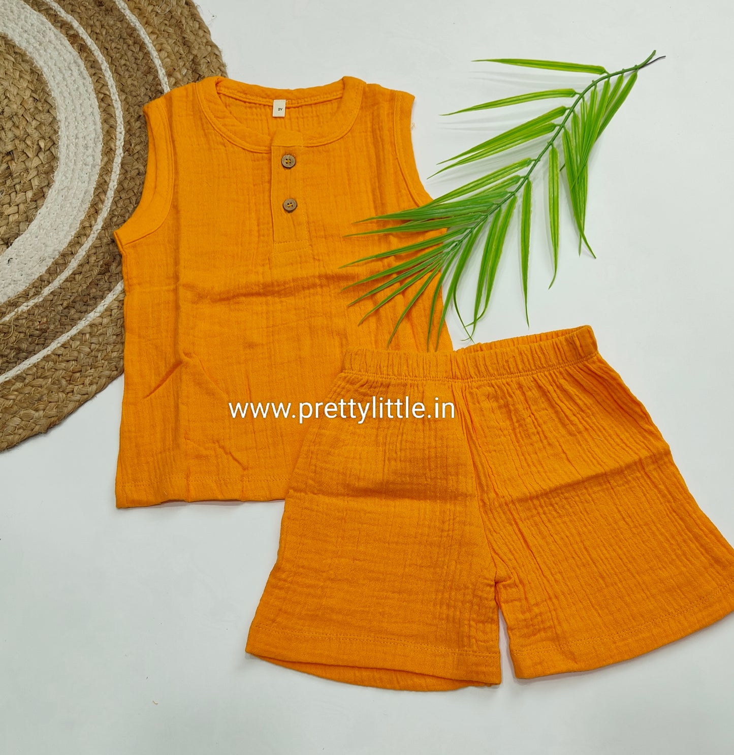 Crinkled Muslin Unisex Sleeveless Co-ord Set | 1-4 Years  (any 1)