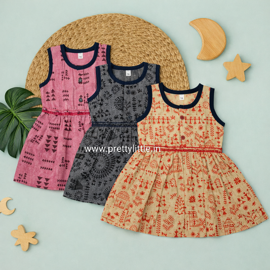 Girls Sleeveless Cotton Dress Combo – Pack of 3 (0–3 Years) – Assorted