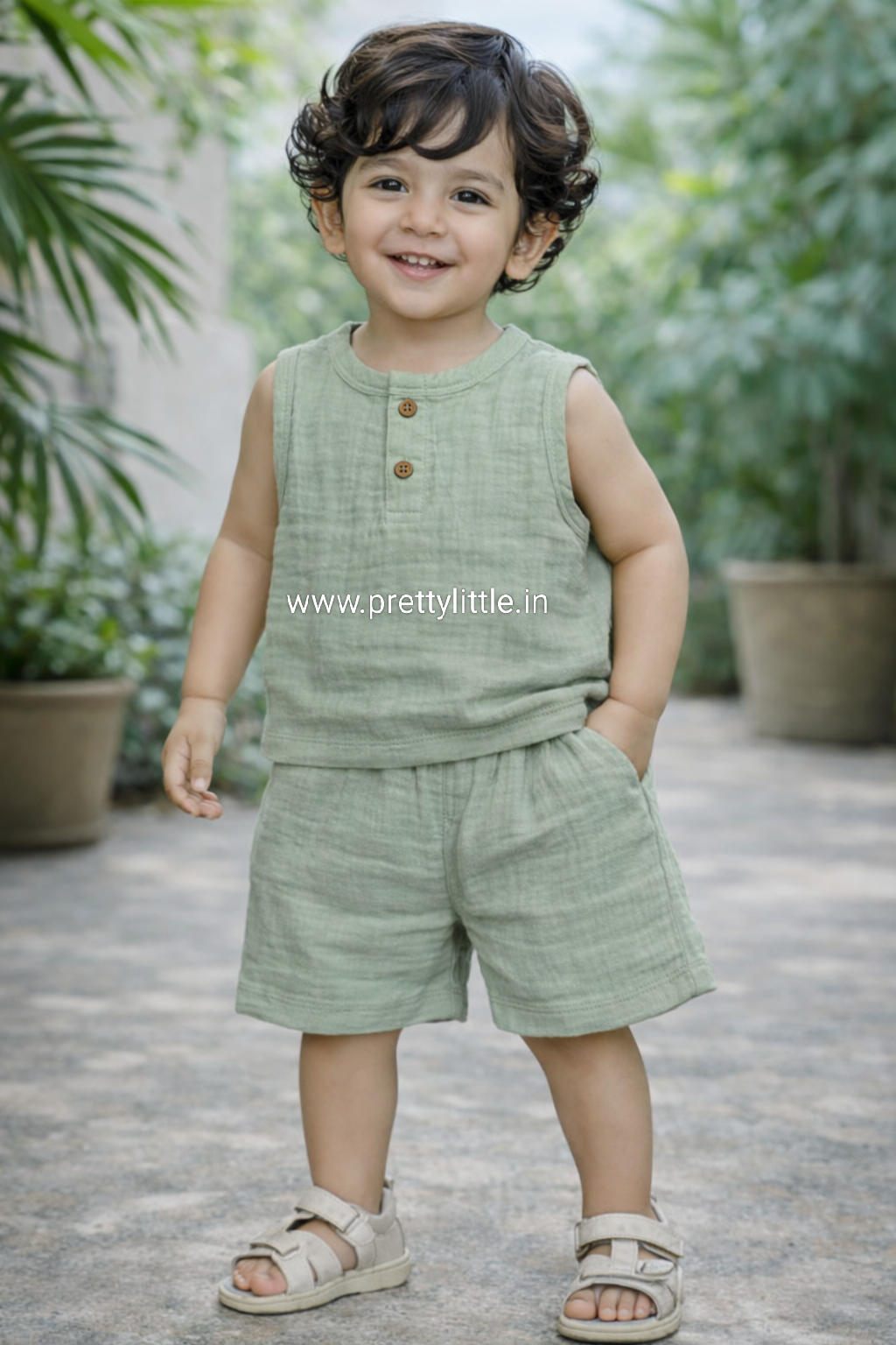 Crinkled Muslin Unisex Sleeveless Co-ord Set | 1-4 Years  (any 1)