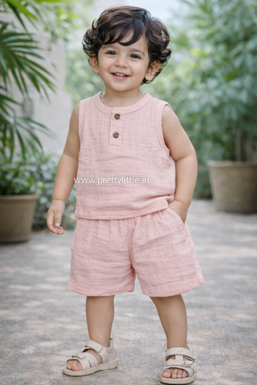 Crinkled Muslin Unisex Sleeveless Co-ord Set | 1-4 Years  (any 1)