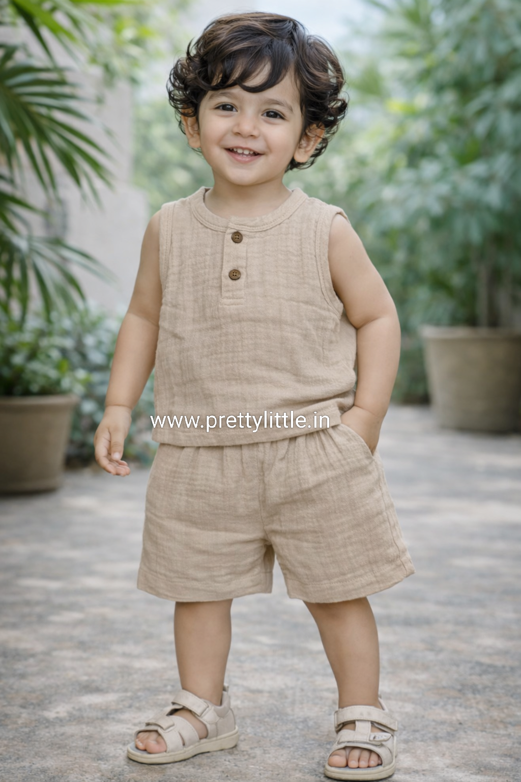 Crinkled Muslin Unisex Sleeveless Co-ord Set | 1-4 Years  (any 1)