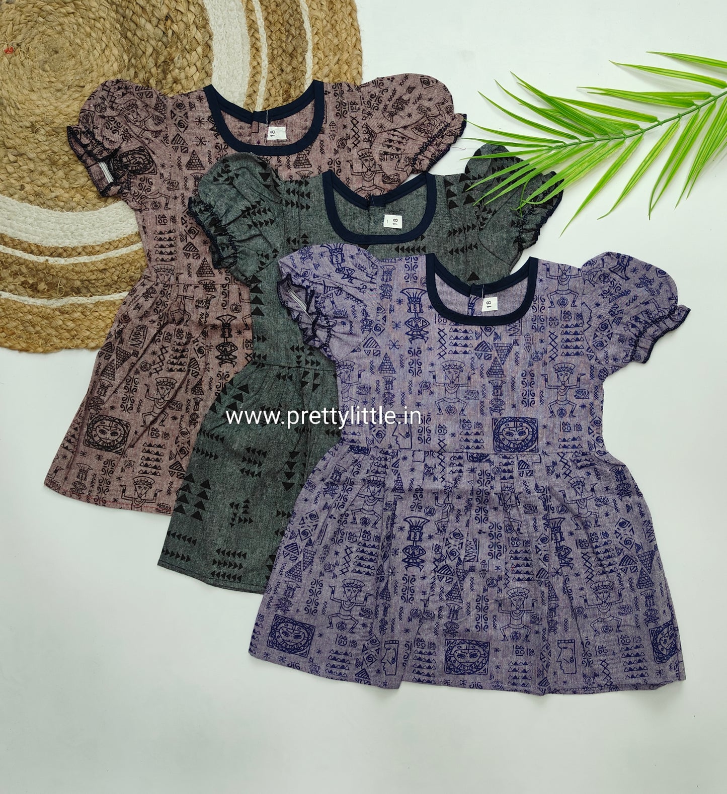 Girls Printed Cotton Dress Combo – Pack of 3 (0–3 Years) Assorted