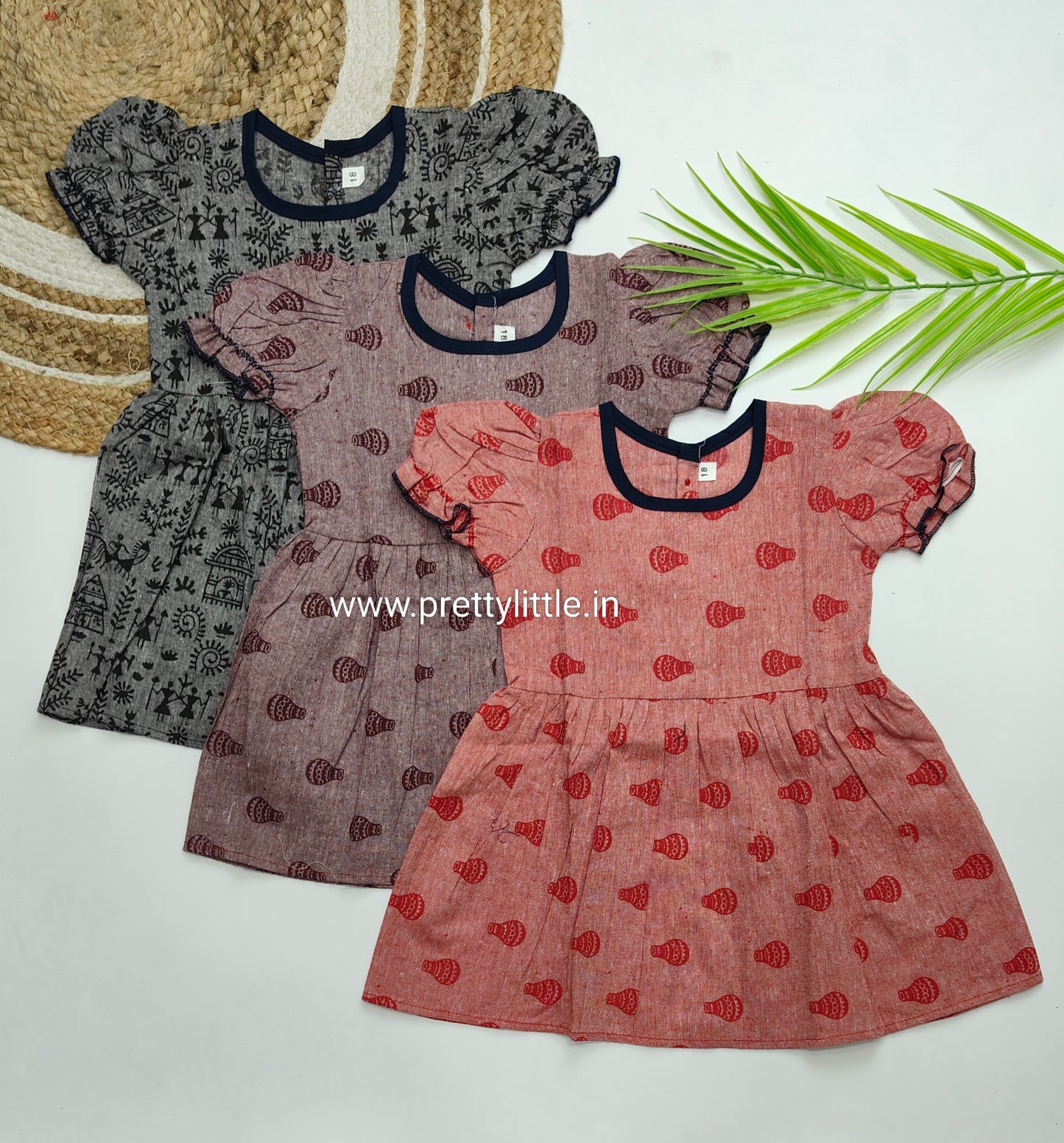 Girls Printed Cotton Dress Combo – Pack of 3 (0–3 Years) Assorted