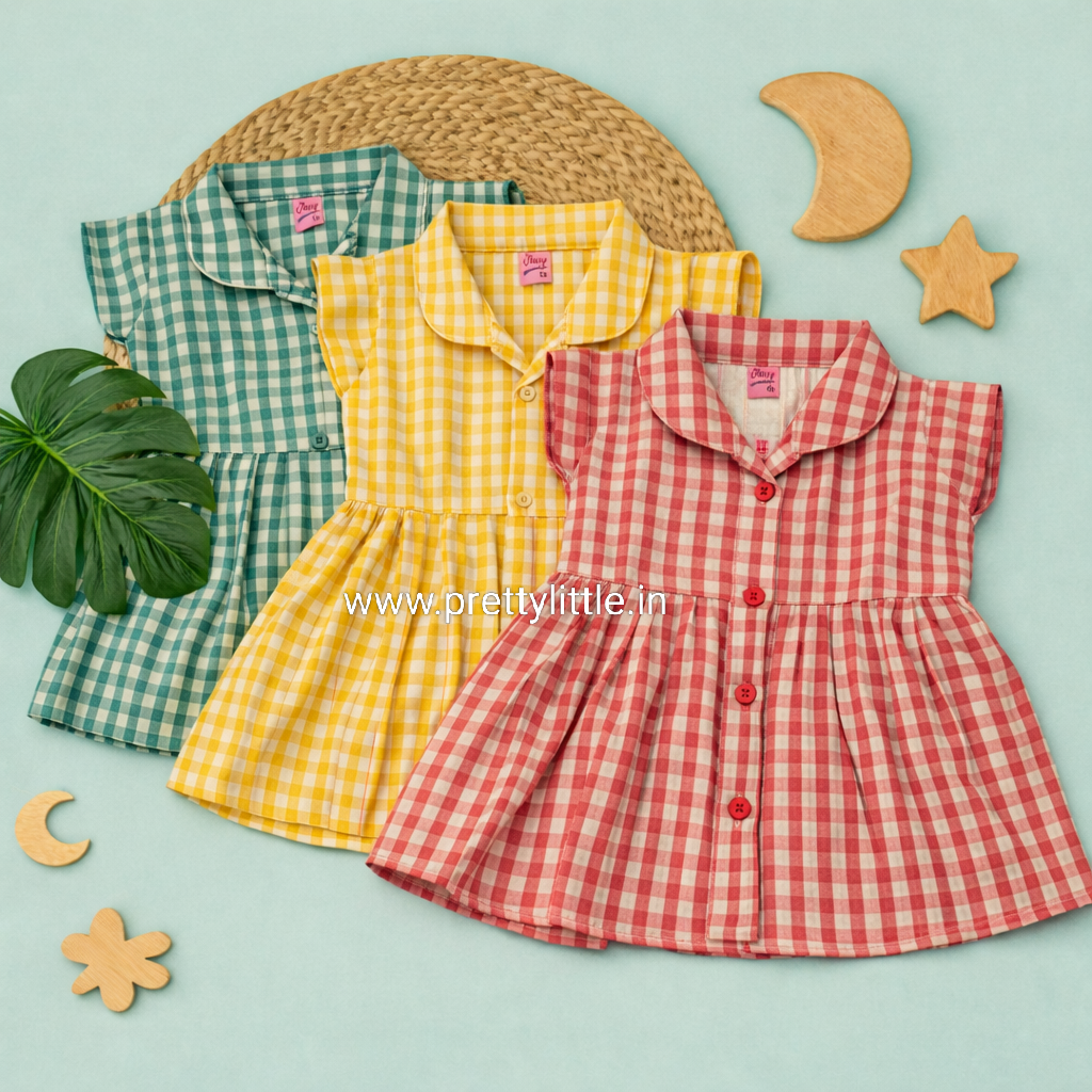 Adorable Printed Collar Dress – Combo Pack for Little Fashionistas (0-3 Years) (any 3)
