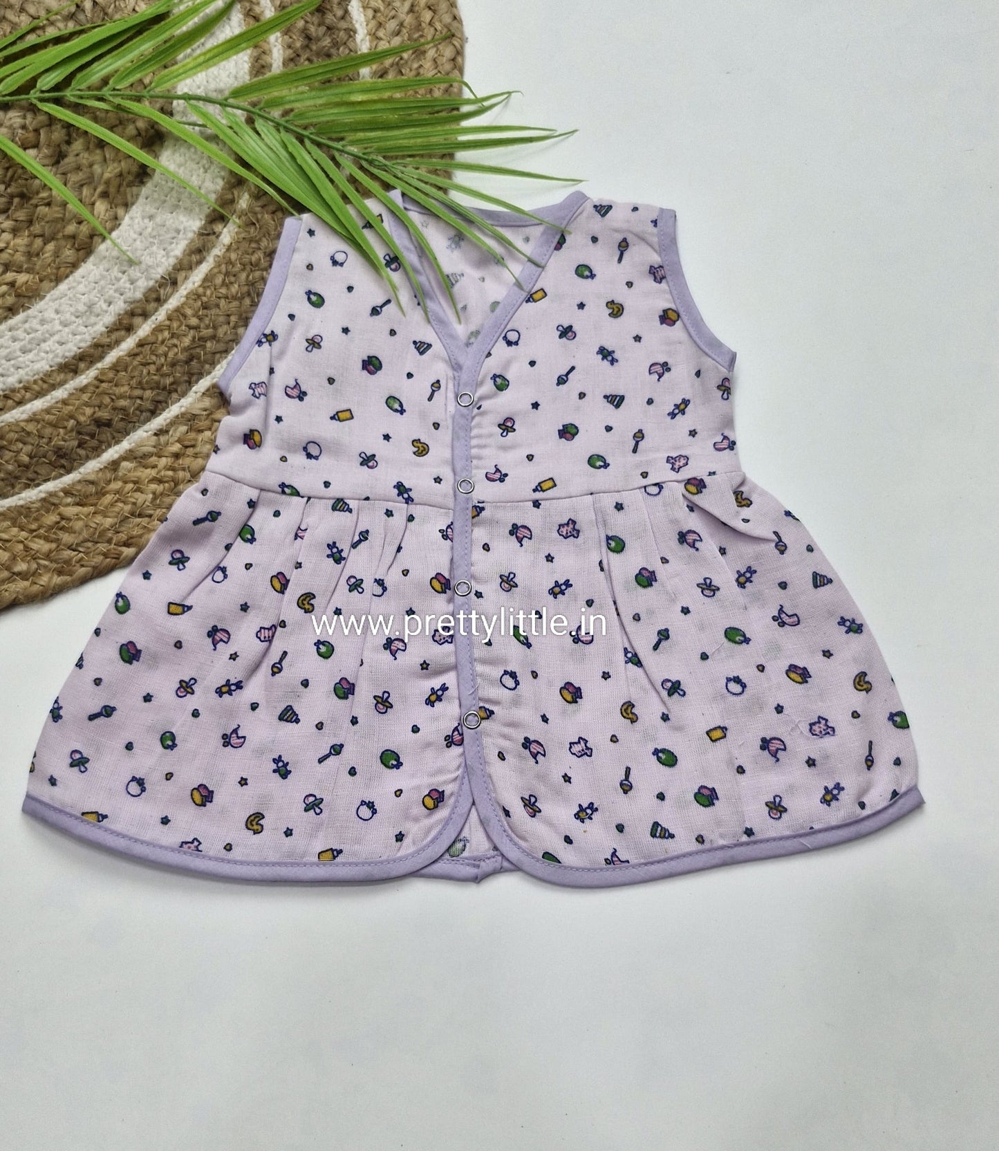 (Any 5) Combo Pack of Muslin soft Frocks for Babies sleeveless (0-8 month)