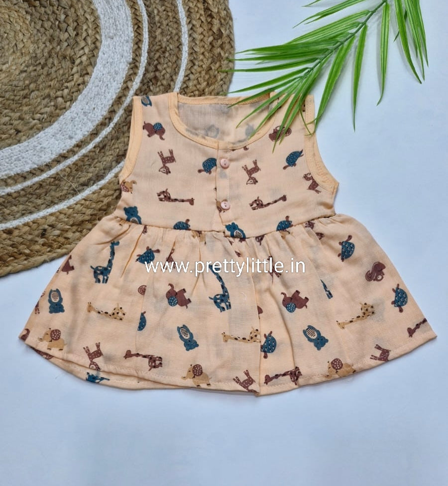 (Any 5) Combo Pack of Muslin soft Frocks for Babies sleeveless (0-6 month)