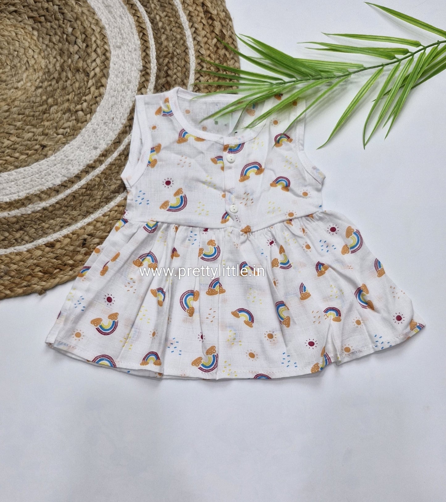 (Any 5) Combo Pack of Muslin soft Frocks for Babies sleeveless (0-6 month)