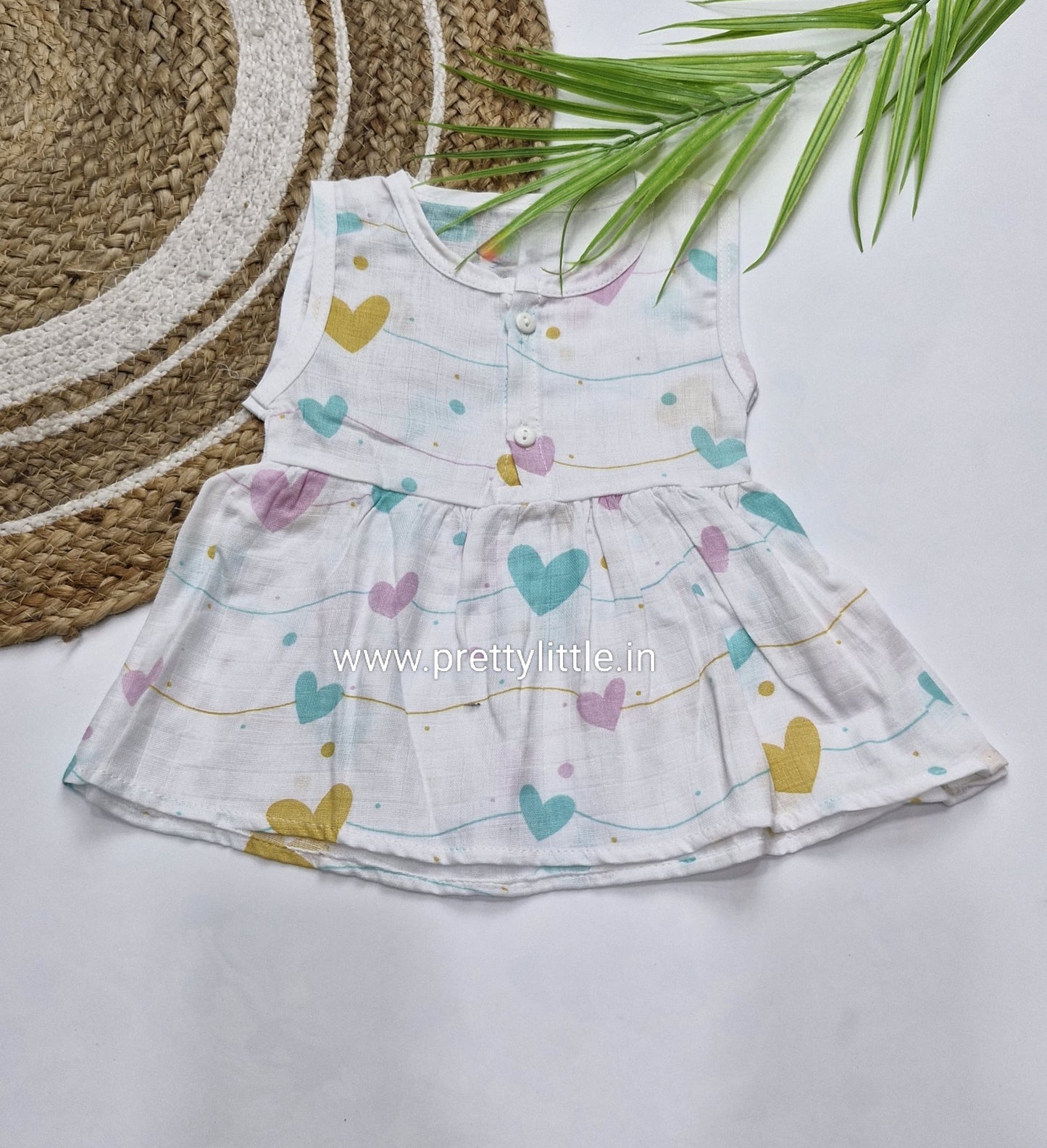 (Any 5) Combo Pack of Muslin soft Frocks for Babies sleeveless (0-6 month)