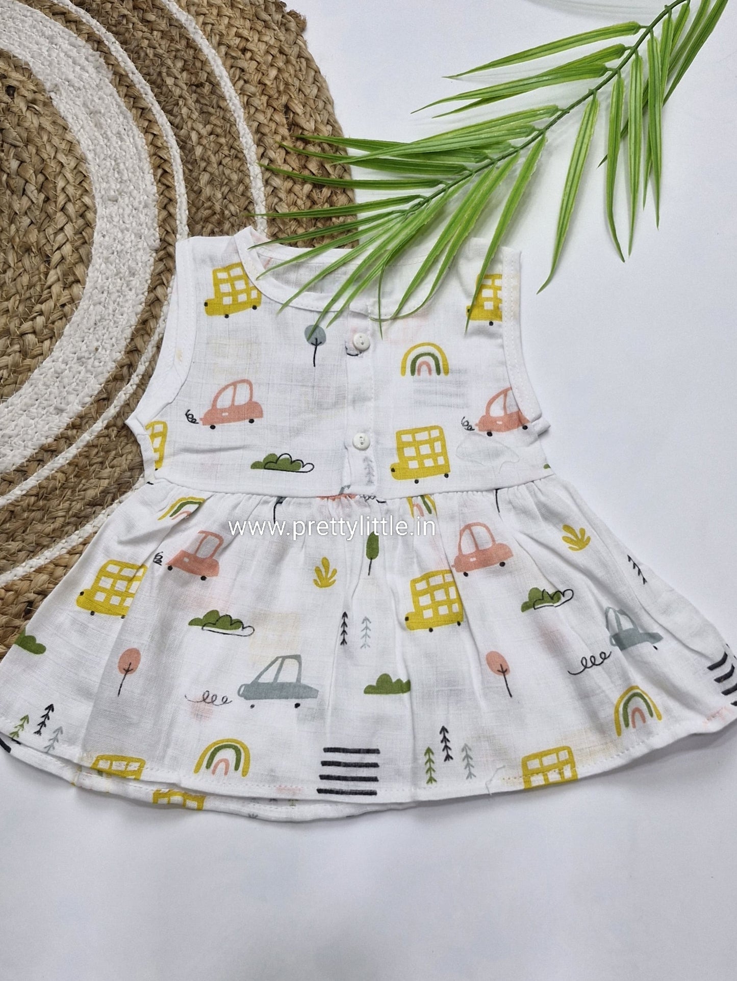 (Any 5) Combo Pack of Muslin soft Frocks for Babies sleeveless (0-6 month)