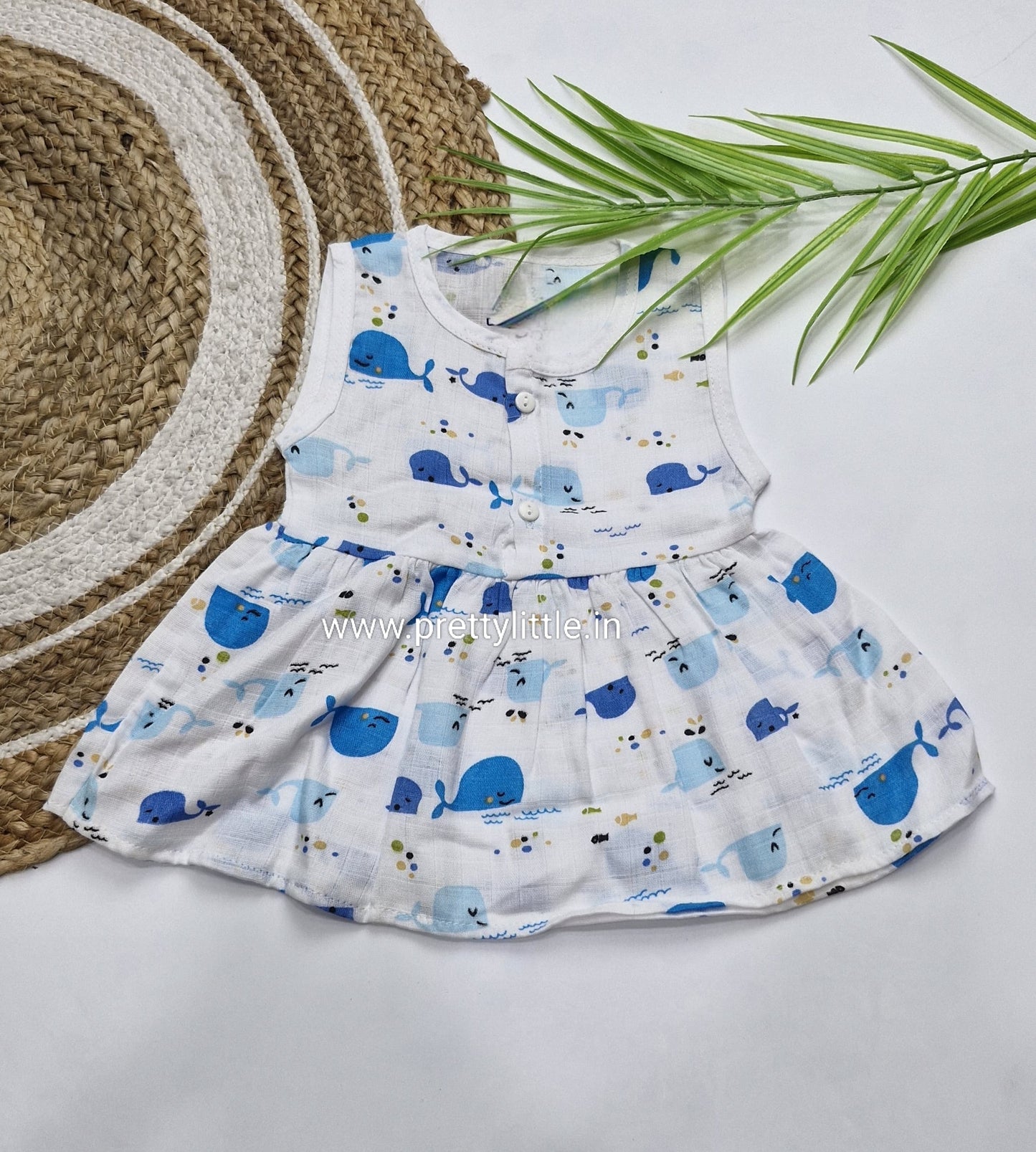 (Any 5) Combo Pack of Muslin soft Frocks for Babies sleeveless (0-6 month)