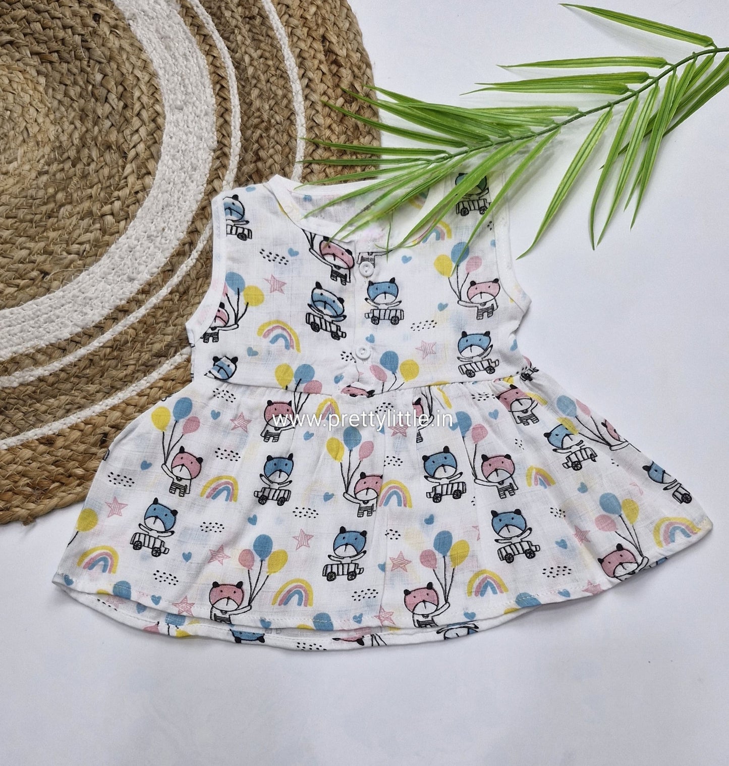 (Any 5) Combo Pack of Muslin soft Frocks for Babies sleeveless (0-6 month)