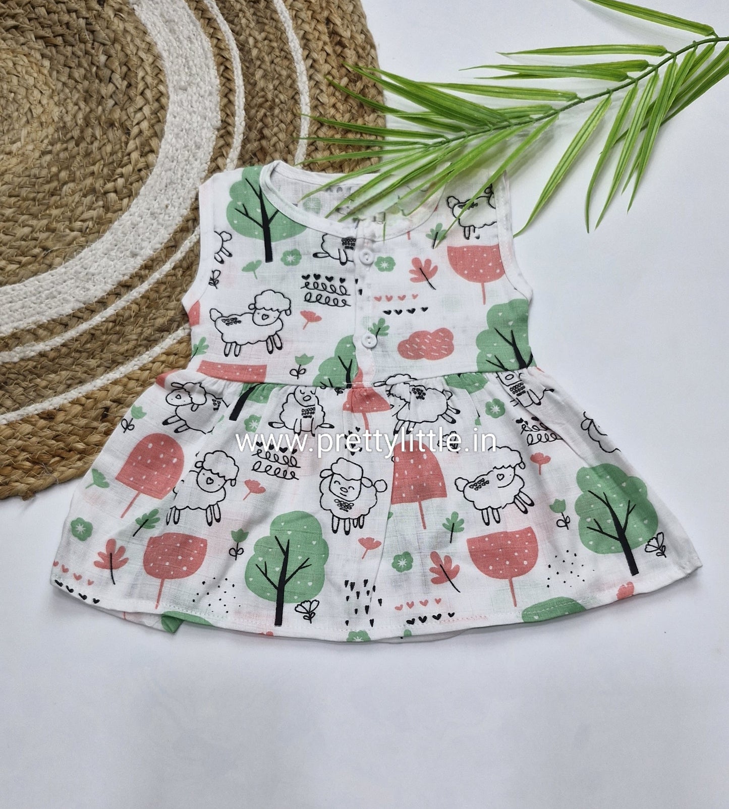 (Any 5) Combo Pack of Muslin soft Frocks for Babies sleeveless (0-6 month)