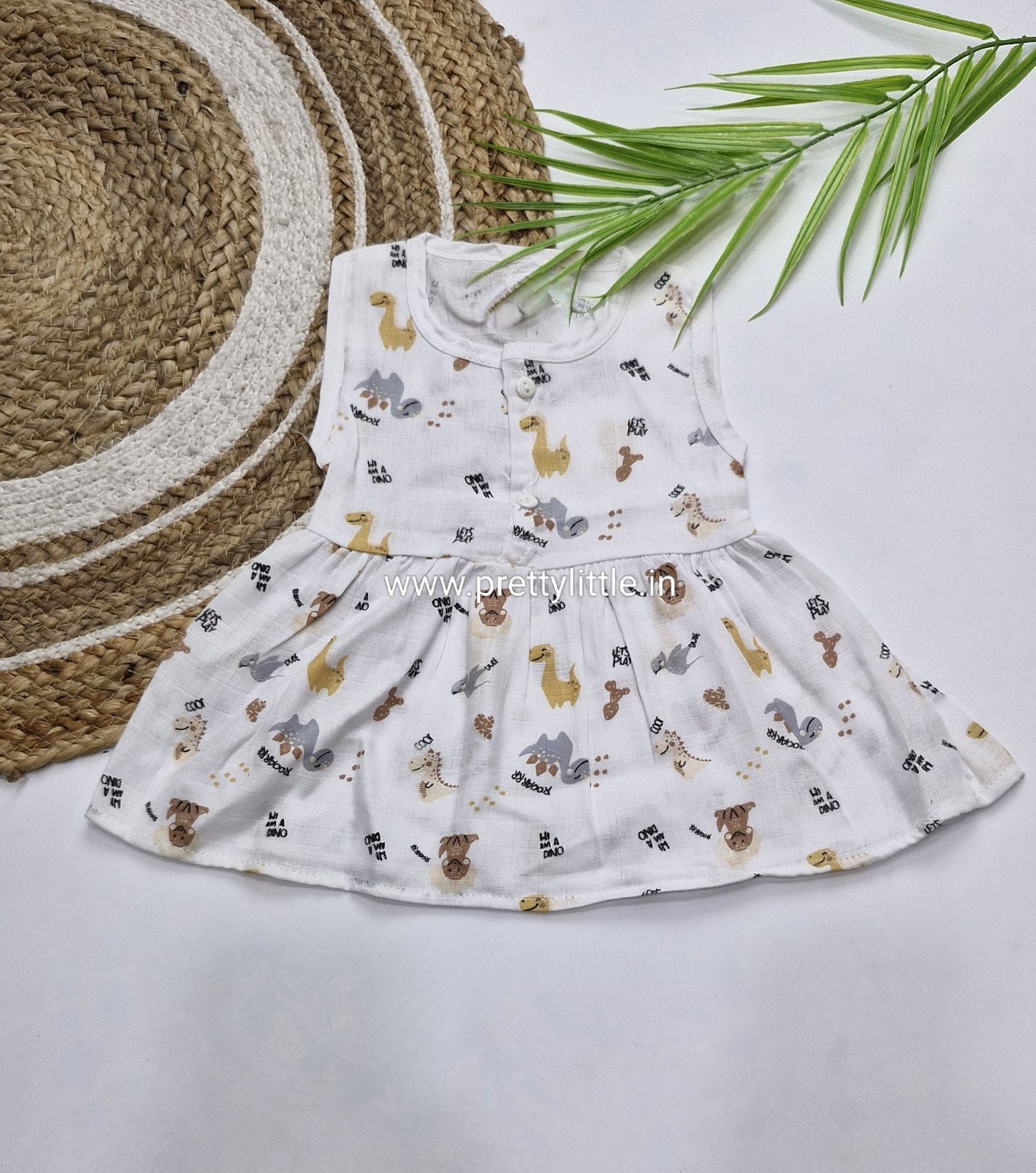 (Any 5) Combo Pack of Muslin soft Frocks for Babies sleeveless (0-6 month)