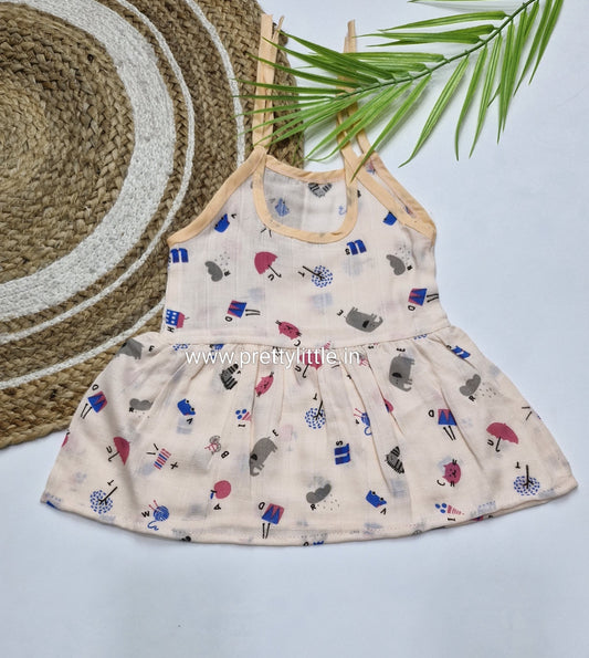 (Any 5) Combo Pack of Muslin soft knot Frocks for Babies (0-6 month)