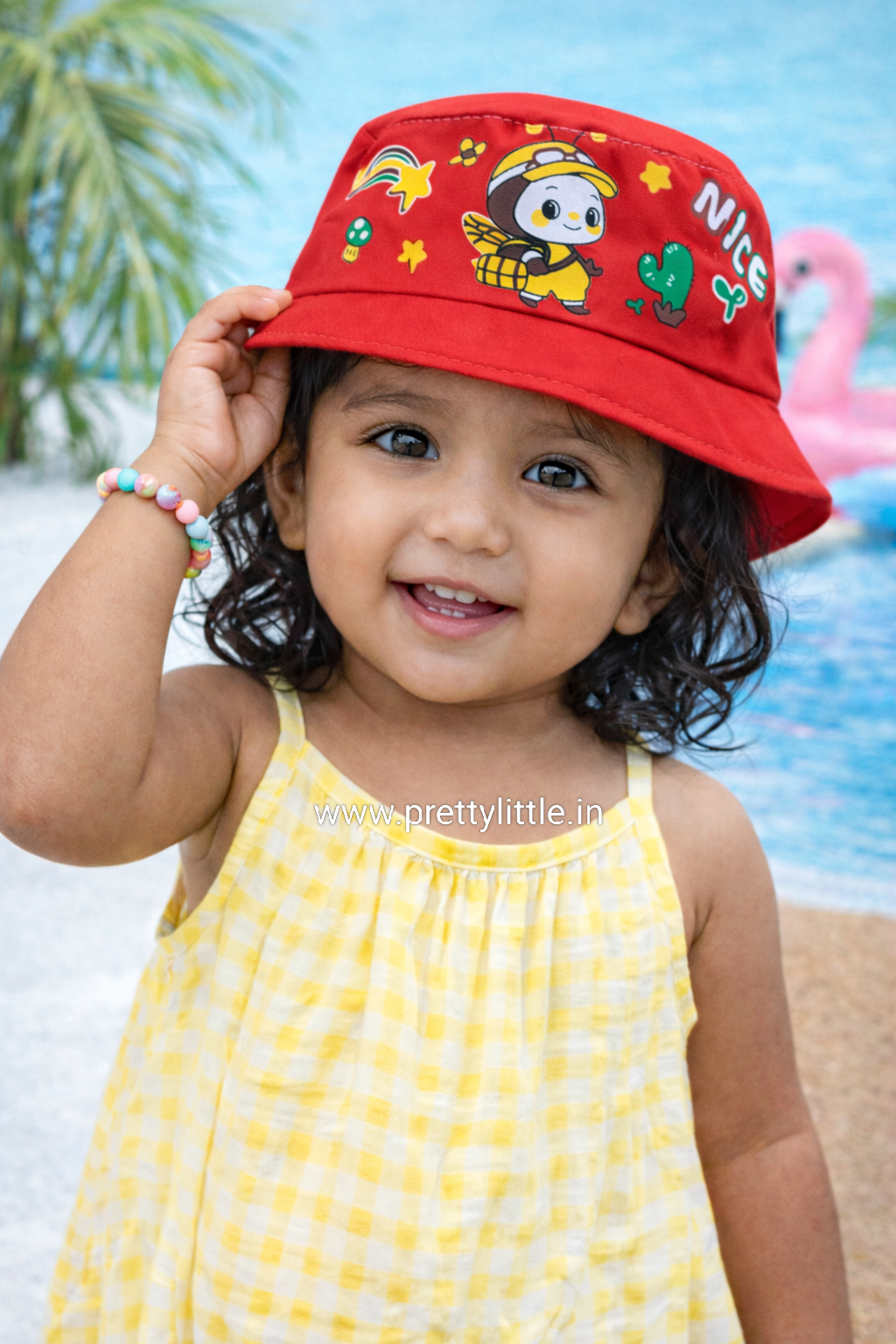 Kids Summer Bucket Cap – Cartoon Bee Print | Soft & Lightweight (1–4 Years)