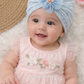 Baby Lace Turban Cap with Flower – Soft Stretch Headwrap (0–12 Months)
