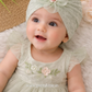 Baby Lace Turban Cap with Flower – Soft Stretch Headwrap (0–12 Months)