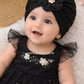 Baby Lace Turban Cap with Flower – Soft Stretch Headwrap (0–12 Months)