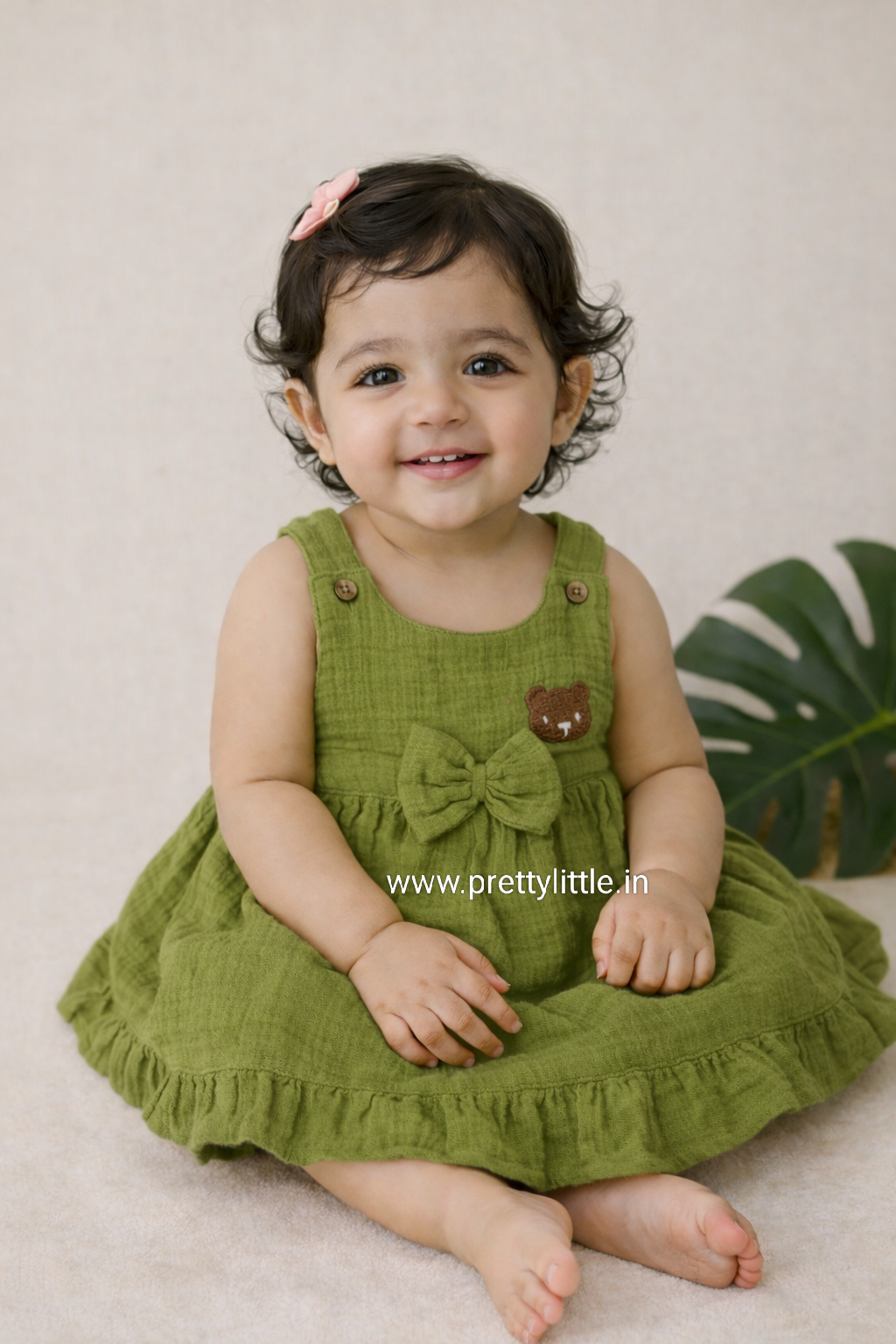 Crinkled Muslin Baby Frock with Bow | 0–3 Years | 0-2 Years (Any 1)