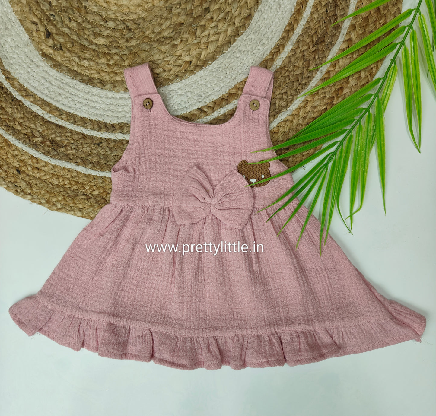 Crinkled Muslin Baby Frock with Bow | 0–3 Years | 0-2 Years (Any 1)