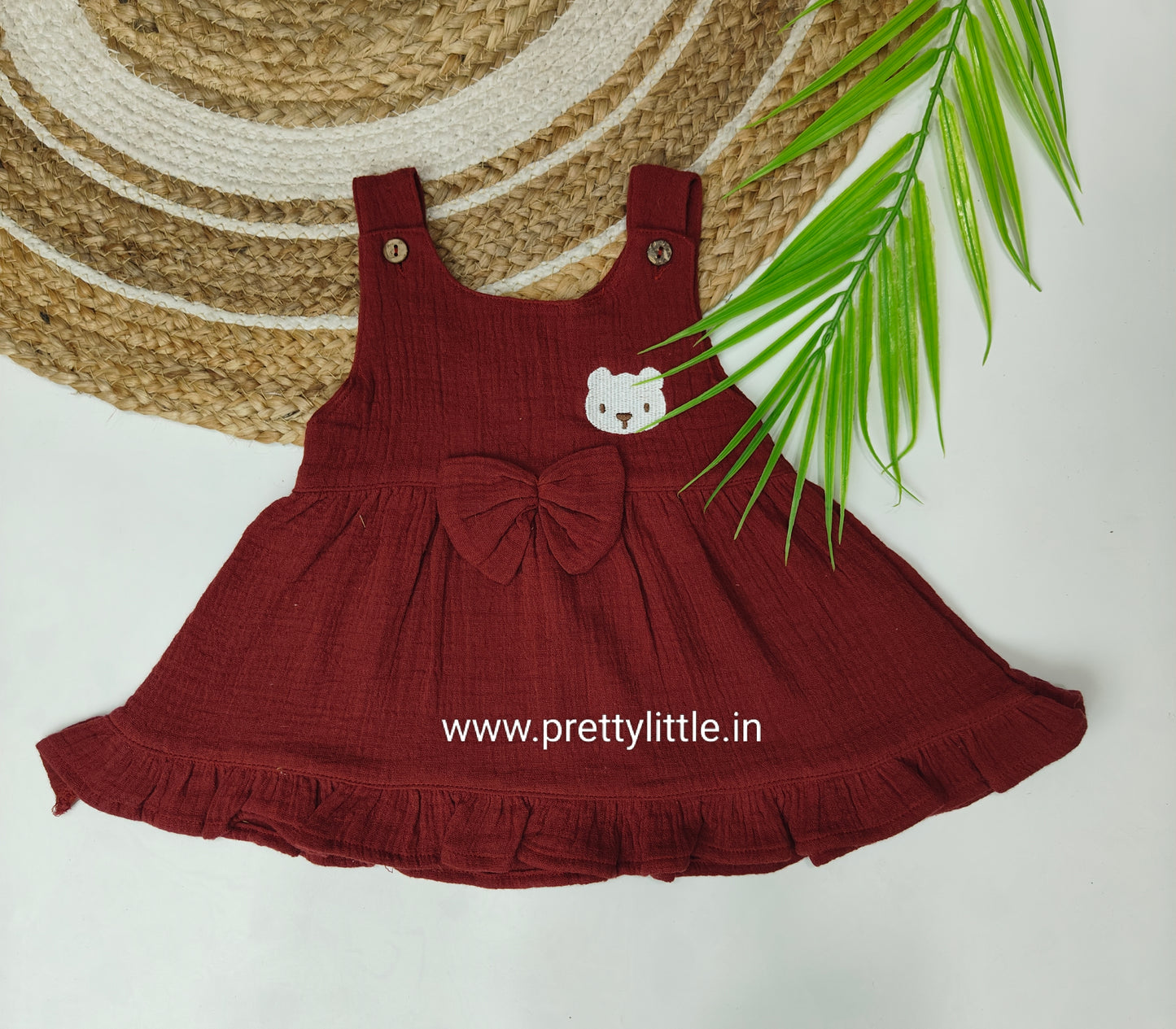 Crinkled Muslin Baby Frock with Bow | 0–3 Years | 0-2 Years (Any 1)