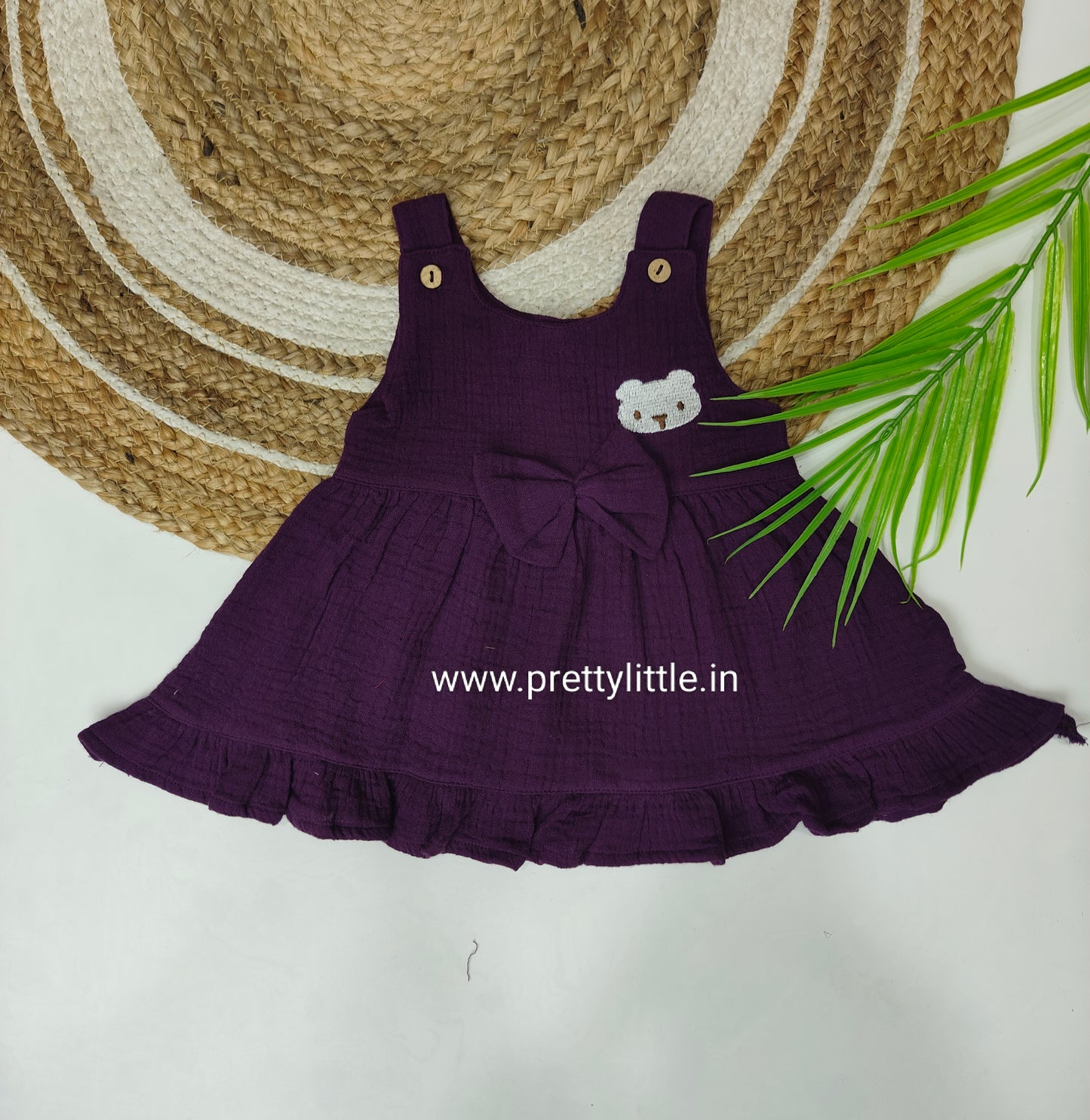 Crinkled Muslin Baby Frock with Bow | 0–3 Years | 0-2 Years (Any 1)
