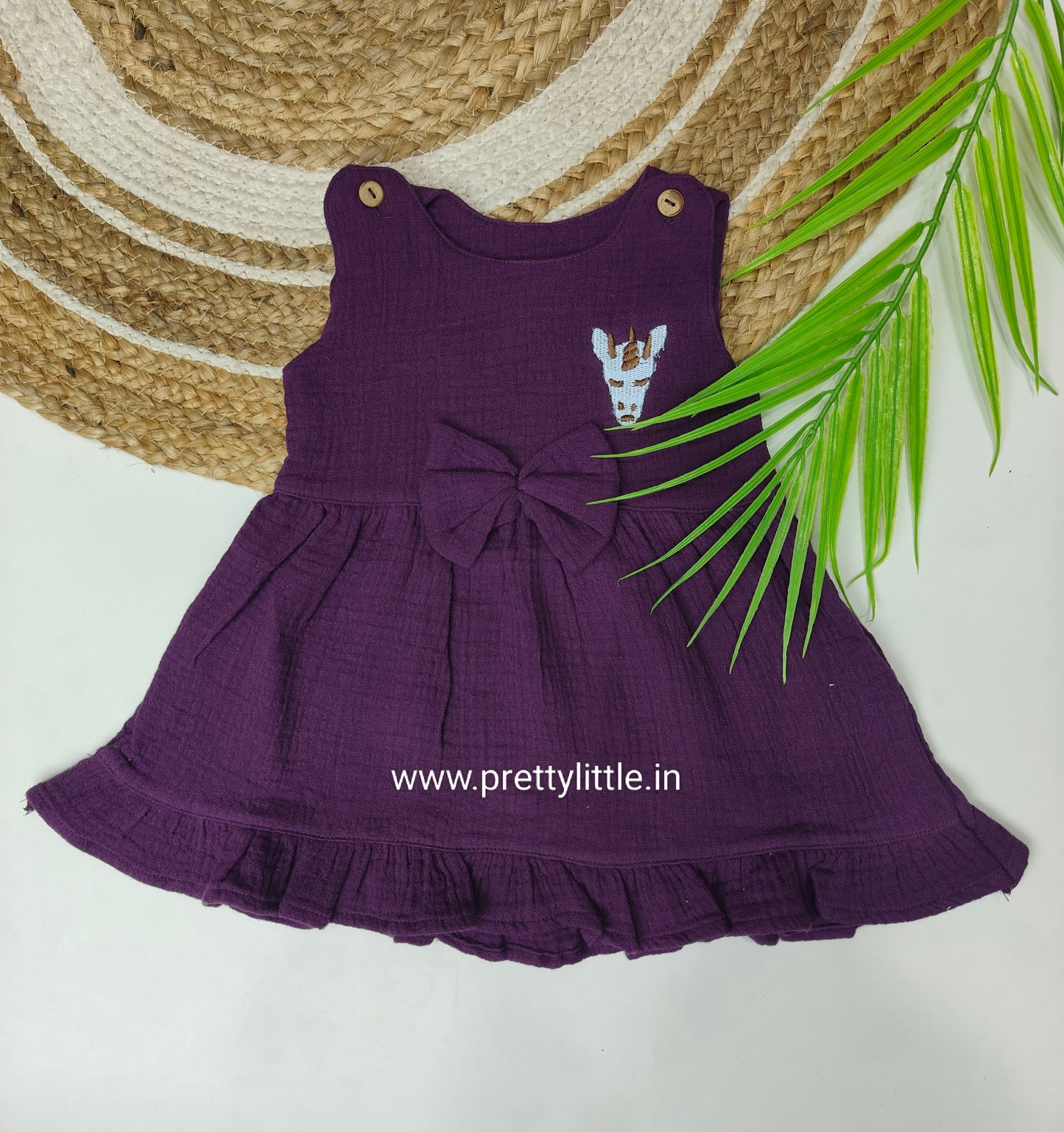 Crinkled Muslin cute Baby Frock with Bow  0-2 Years (Any 3)