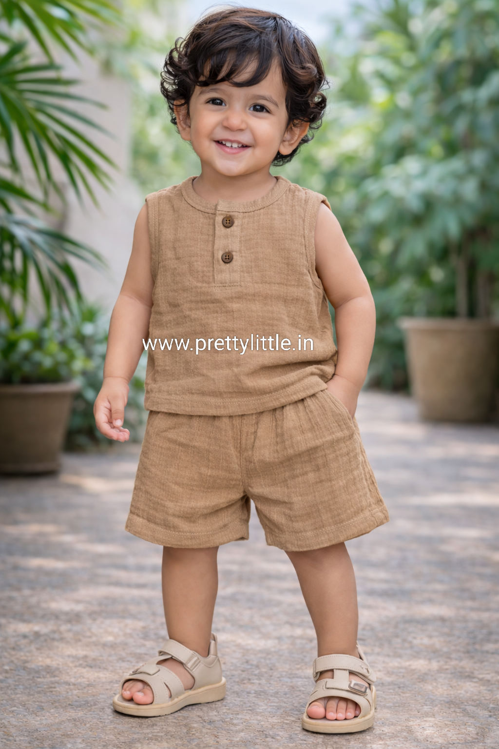 Crinkled Muslin Unisex Sleeveless Co-ord Set – Pack of 3 | 1-4 Years (Any 3)