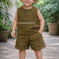 Crinkled Muslin Unisex Sleeveless Co-ord Set – Pack of 3 | 1-4 Years (Any 3)