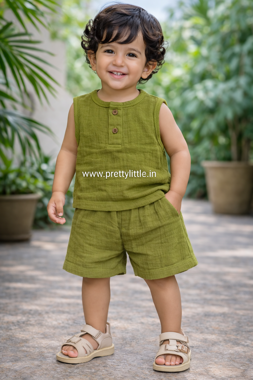 Crinkled Muslin Unisex Sleeveless Co-ord Set – Pack of 3 | 1-4 Years (Any 3)